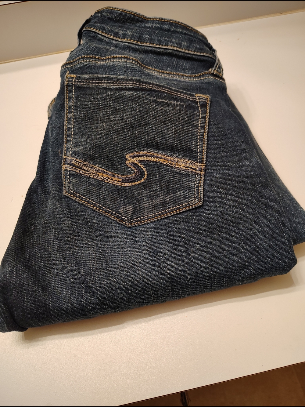 Silver Jeans Dark Blue Bootcut Jeans with Contrast Stitching
